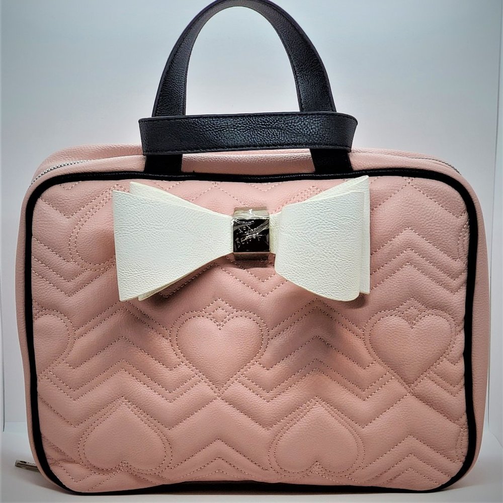 Betsey Johnson Pink BlackTravel Cosmetic Bag